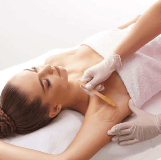 Body waxing under arms